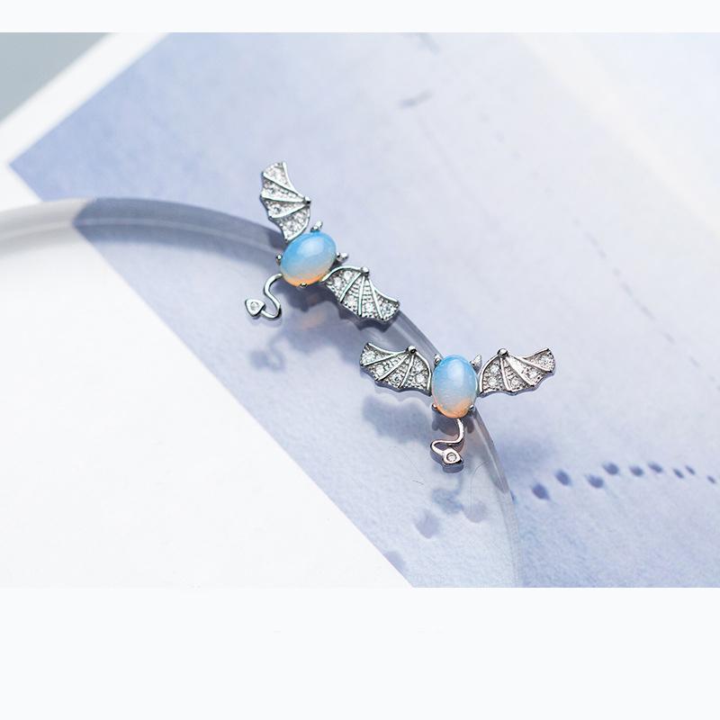 Monica Jewelry SET-Fine Fashion 925 Silver Earrings Bat Jewelry Created Opal Sterling Silver