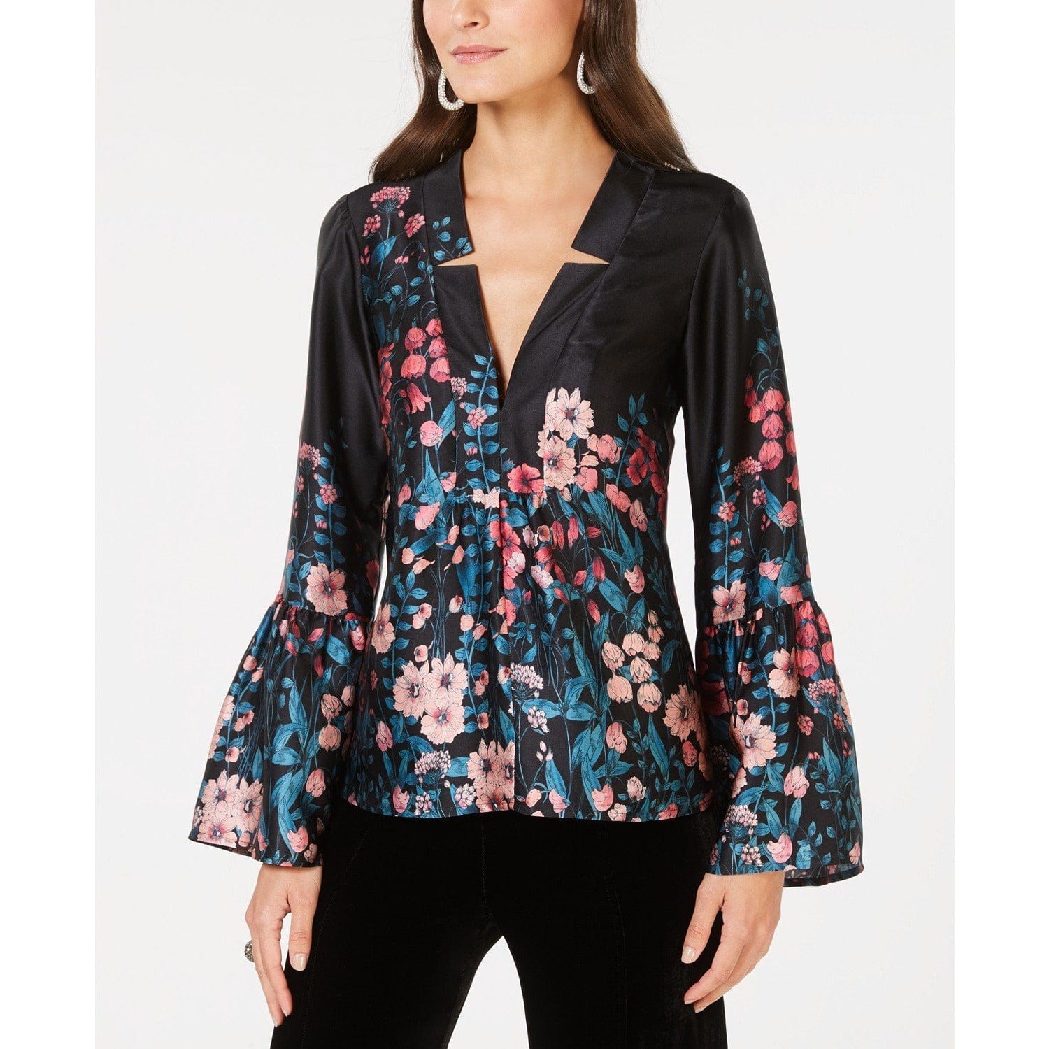 Nanette Lepore Apparel Nanette Lepore Silk Floral-Print Top Size Med
