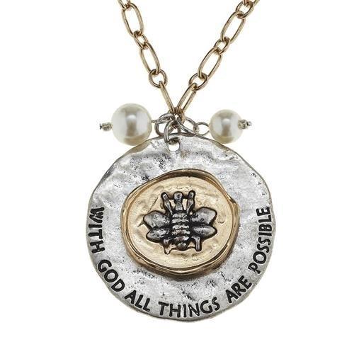 One Coast necklaces Bee & Pearl Necklace:  All Things are Possible!  Jane Marie, Perfect Gift!