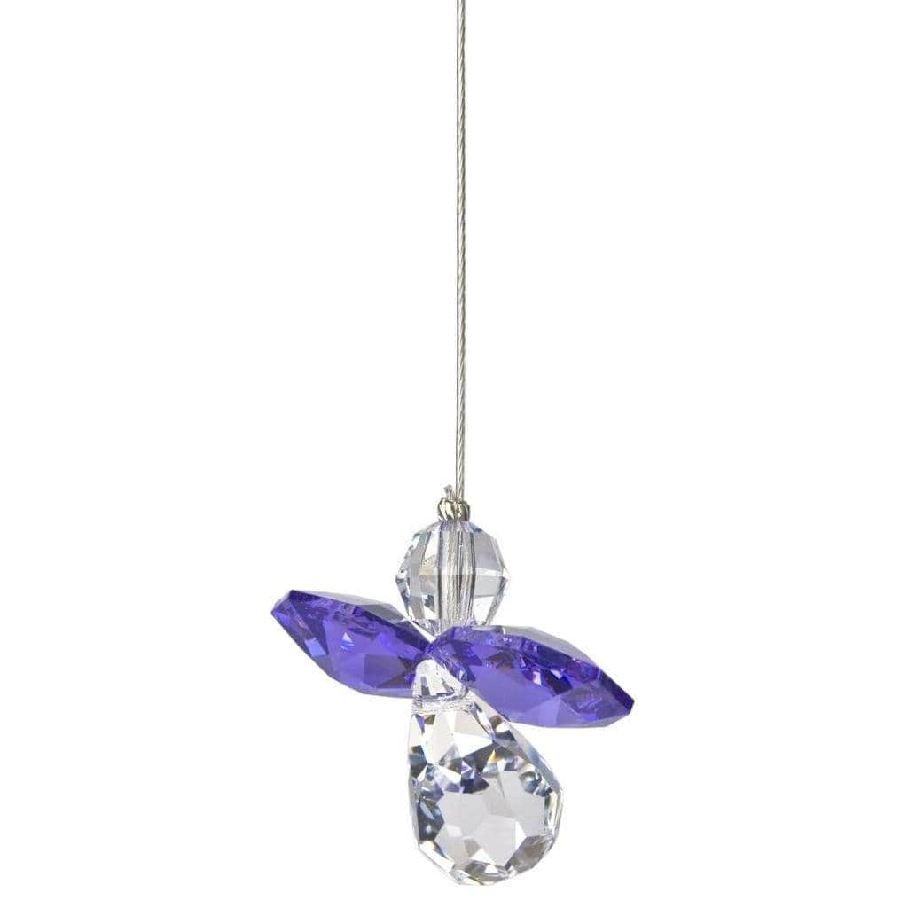One Coast - Woodstock Chimes Decor Amethyst Crystal Guardian Angel Suncatchers in Birthstone Colors-Small