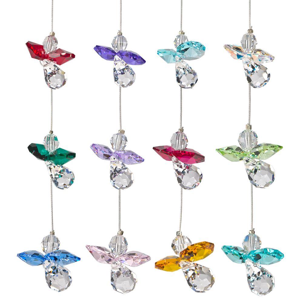 One Coast - Woodstock Chimes Decor Crystal Guardian Angel Suncatchers in Birthstone Colors-Small