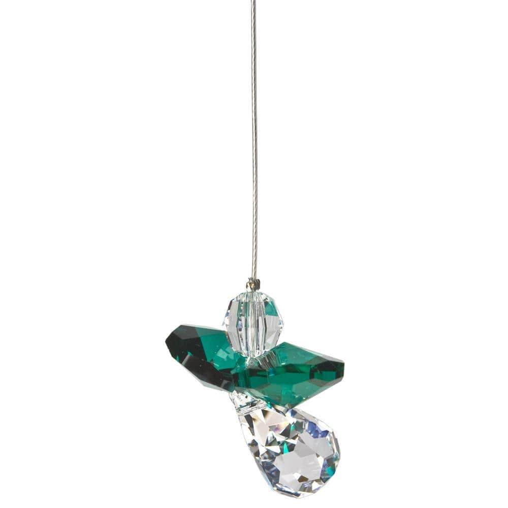 One Coast - Woodstock Chimes Decor Emerald Crystal Guardian Angel Suncatchers in Birthstone Colors-Small