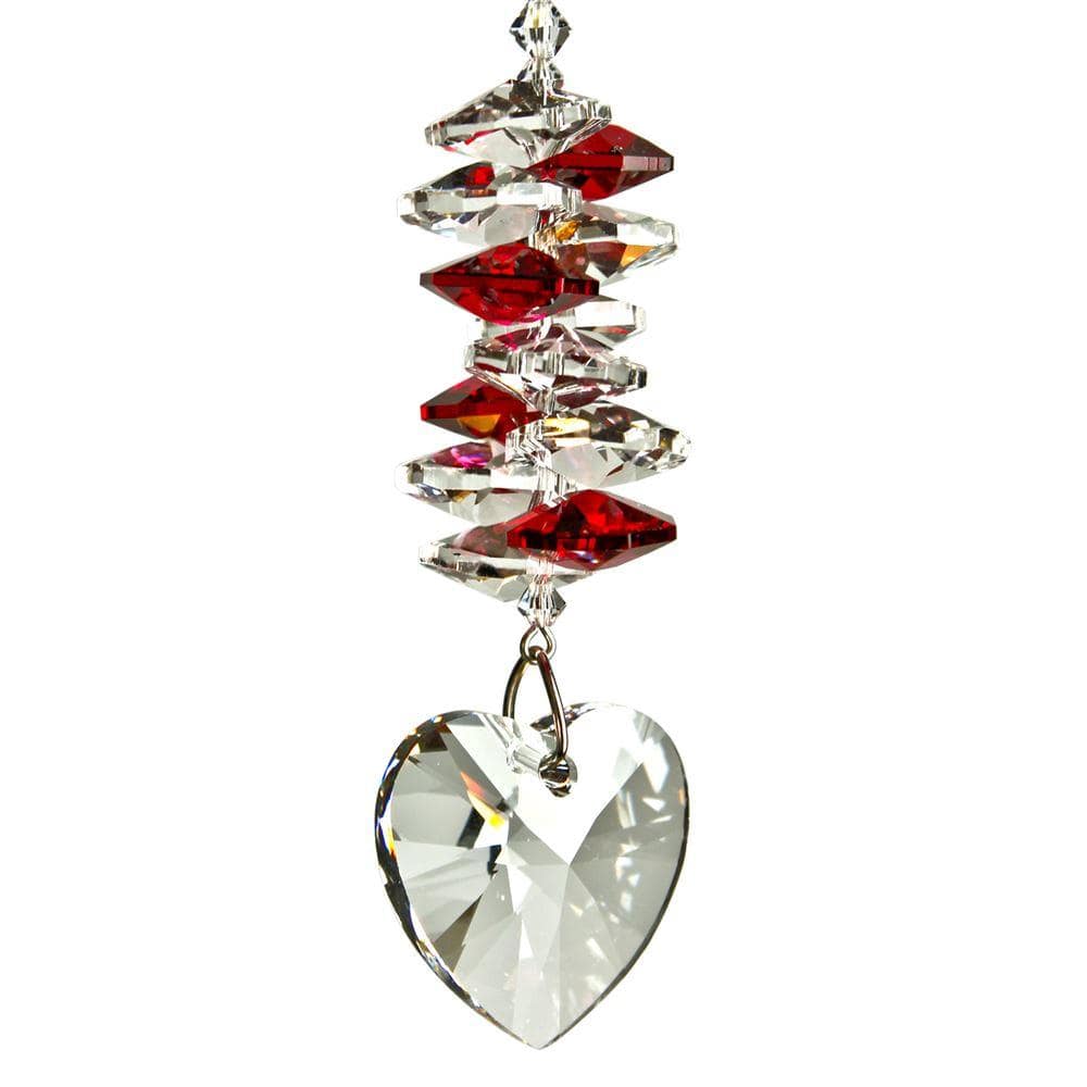 One Coast - Woodstock Chimes Decor Heart/Ruby Crystal Cascade - Heart & Ice Suncatchers