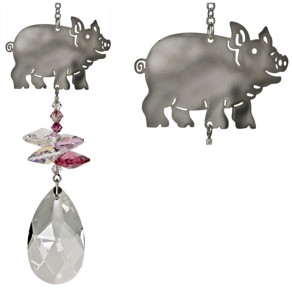 One Coast - Woodstock Chimes Decor Pig FAVORITE Farm Animals as Beautiful Suncatchers! Crystal Fantasy*