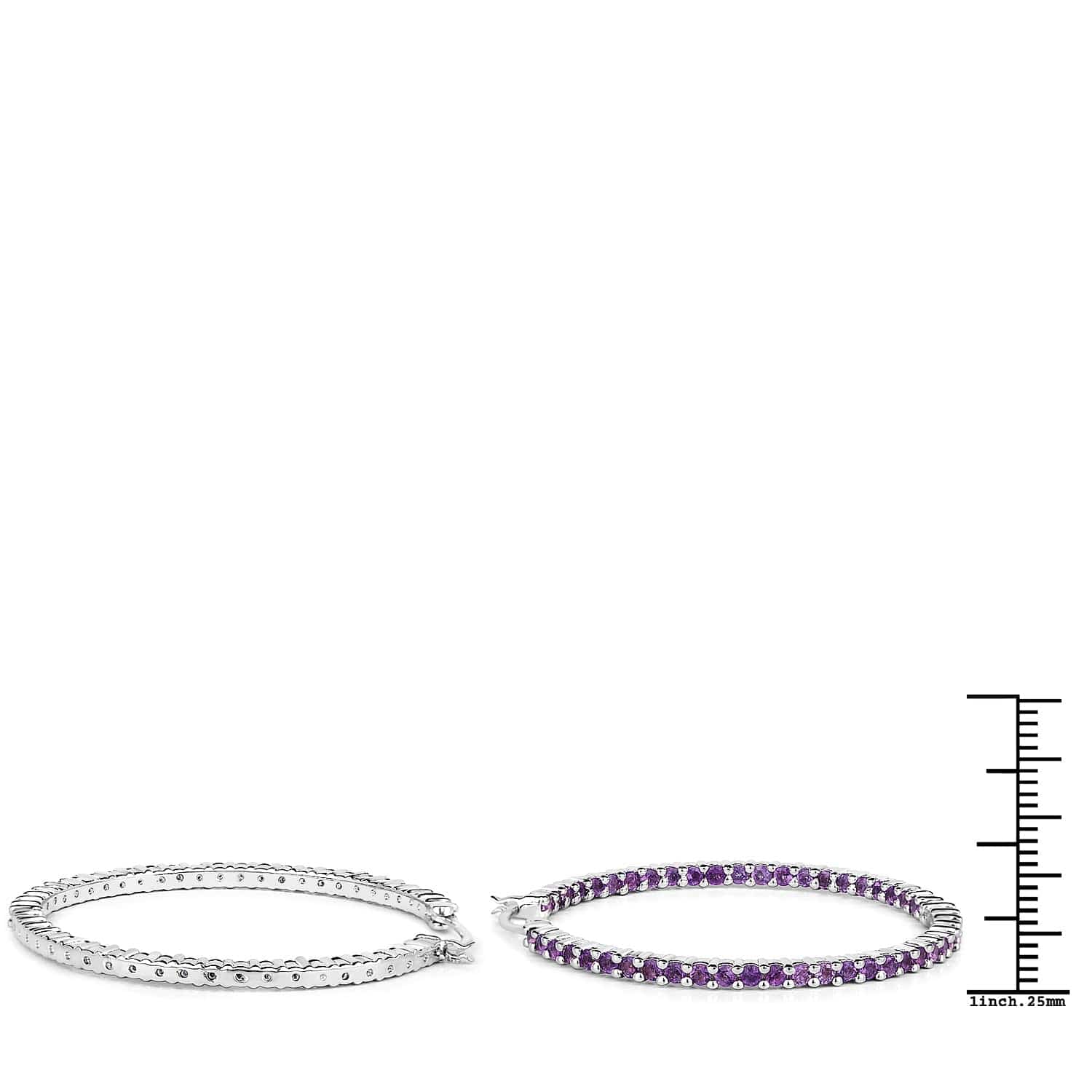 Quintessence Fine Fashion Jewelry-Earrings Gemstone Hoop Earrings: Peridot,Amethyst or Blue Topaz in 925 Sterling Silver