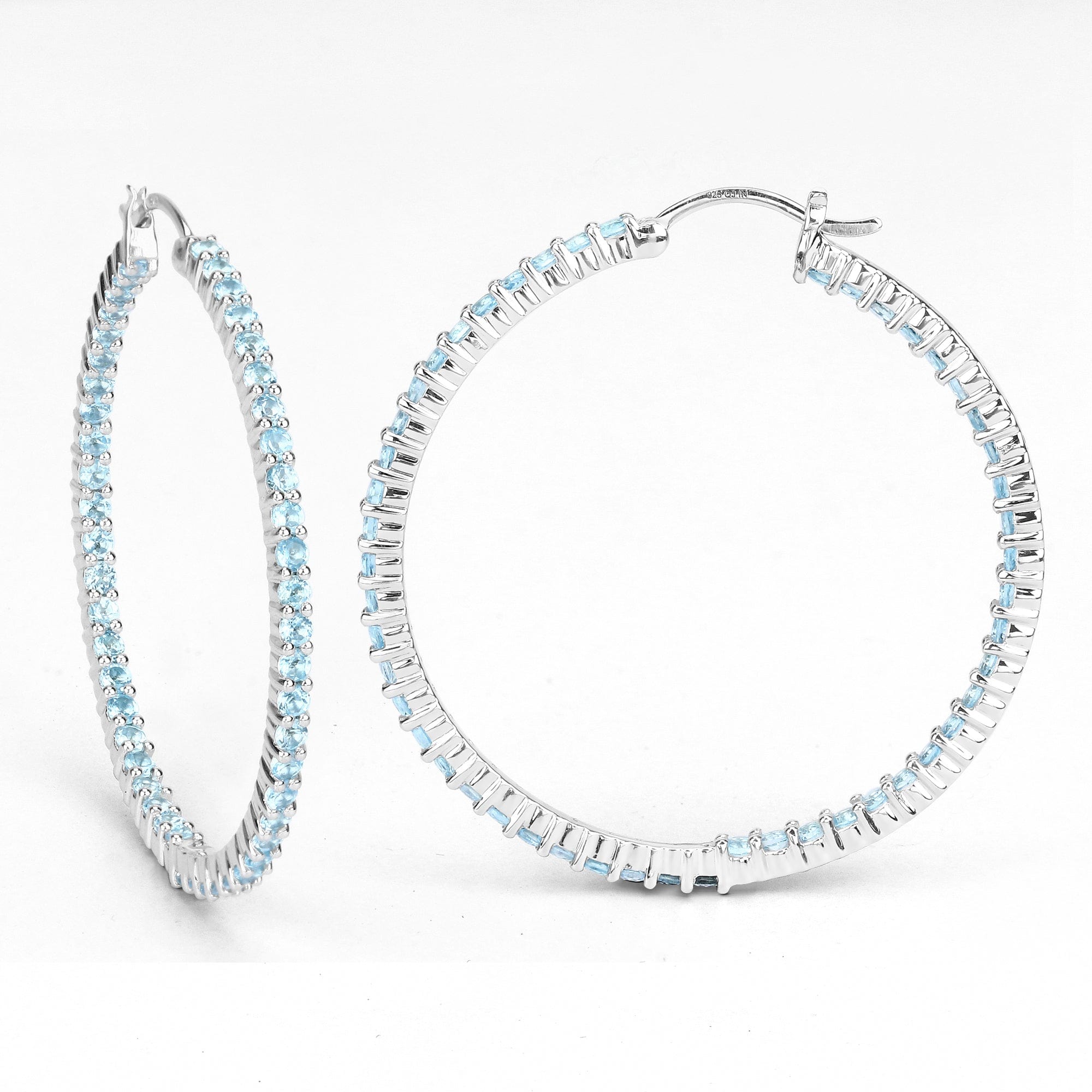 Quintessence Fine Fashion Jewelry-Earrings Gemstone Hoop Earrings: Peridot,Amethyst or Blue Topaz in 925 Sterling Silver