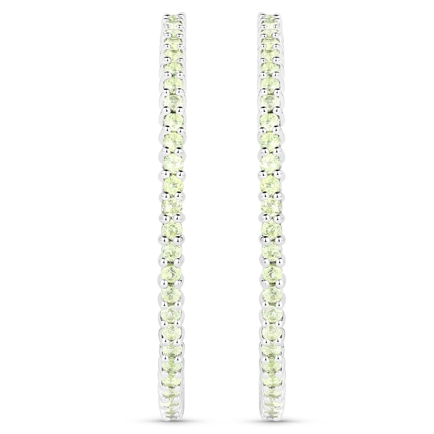 Quintessence Fine Fashion Jewelry-Earrings Peridot Gemstone Hoop Earrings: Peridot,Amethyst or Blue Topaz in 925 Sterling Silver