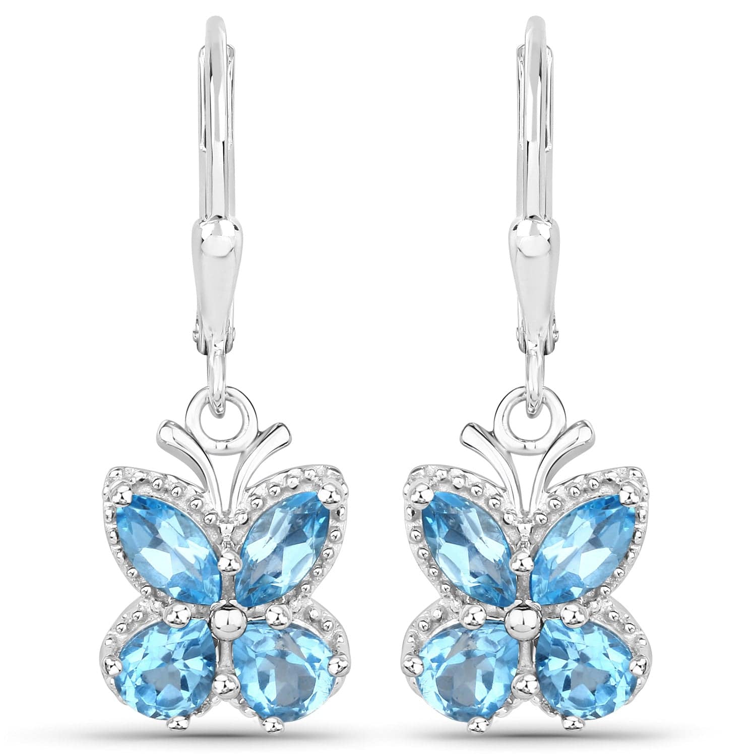 Quintessence Fine Fashion Jewelry-Earrings Topaz Gemstone Butterfly Earrings in Sterling Silver-Amethyst, Garnet, Peridot or Topaz