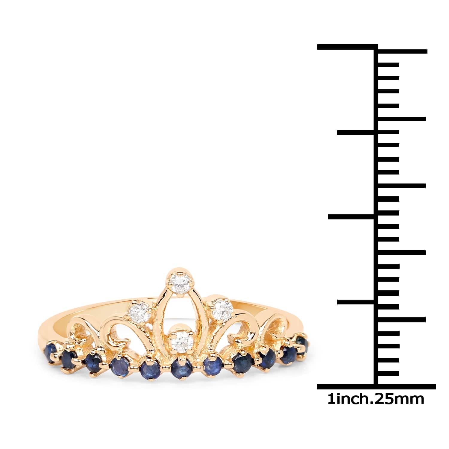 Quintessence Fine Jewelry Rings Sapphire and Diamond Tiara Ring in 14K Yellow Gold