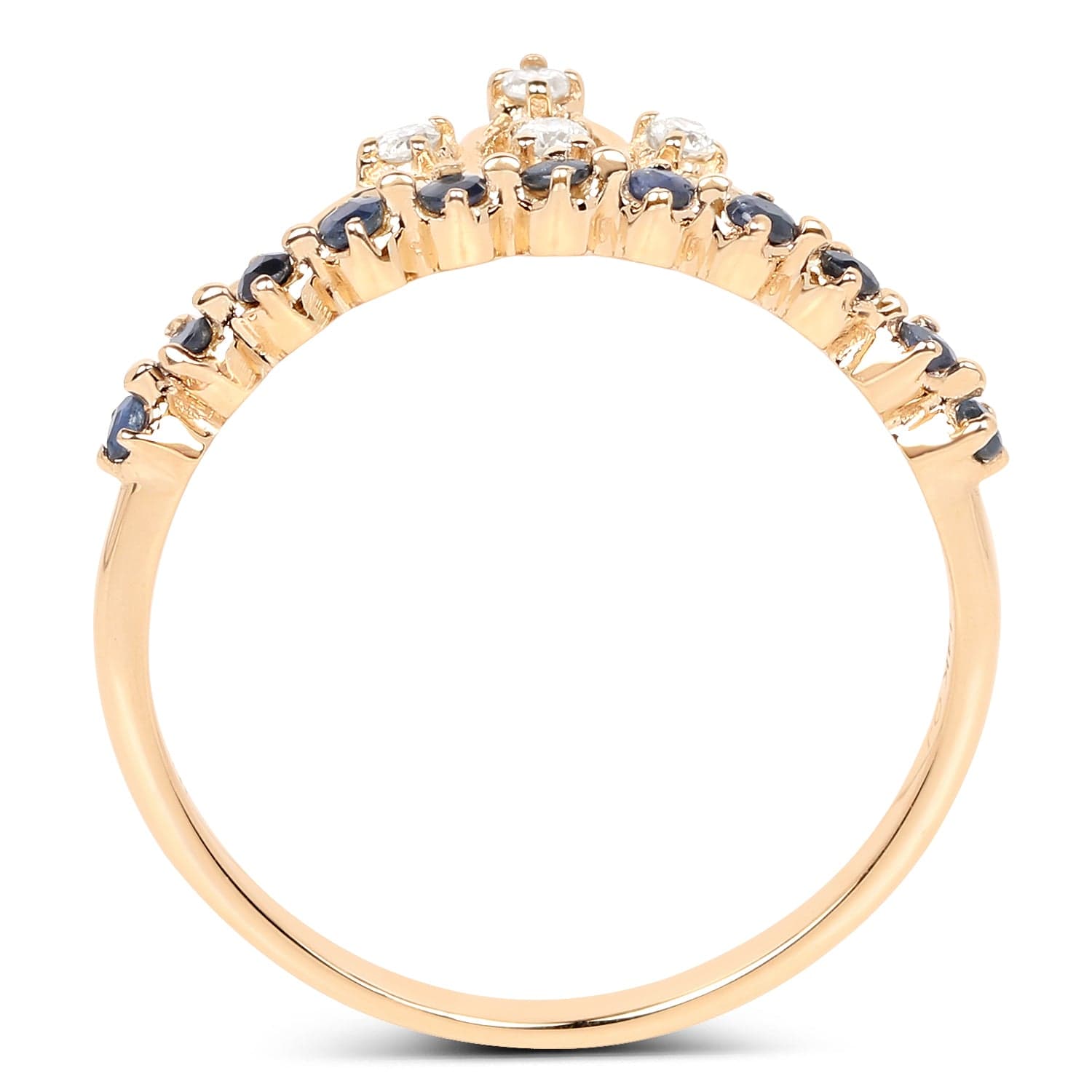 Quintessence Fine Jewelry Rings Sapphire and Diamond Tiara Ring in 14K Yellow Gold