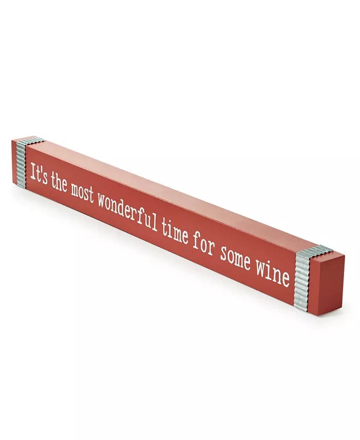 S.C.D. CORP - MMG CHRISTMAS Christmas Cheer "It's The Most Wonderful Time for Some Wine" Red Table Block Decor