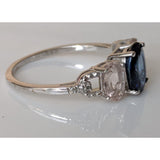 Sapphire, Morganite and Diamond Ring in 10K White Gold, Gorgeous & Unusual!