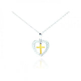 Silver Palace Fine Fashion Jewelry-Necklace Gold Plated Cross in Hammered Sterling Silver Heart, Beautifully Simple and Elegant
