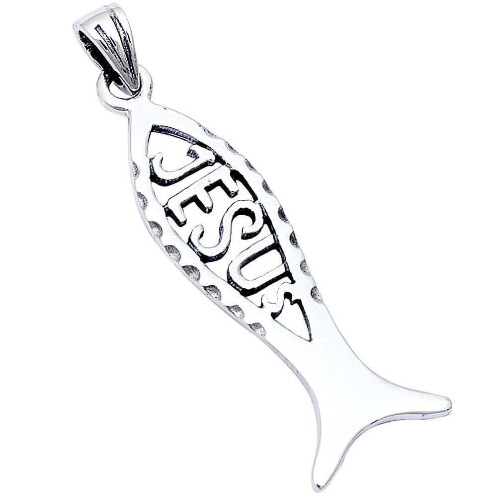 Sonara Charms Charm Jesus Fish Charm or Pendant Sterling Silver
