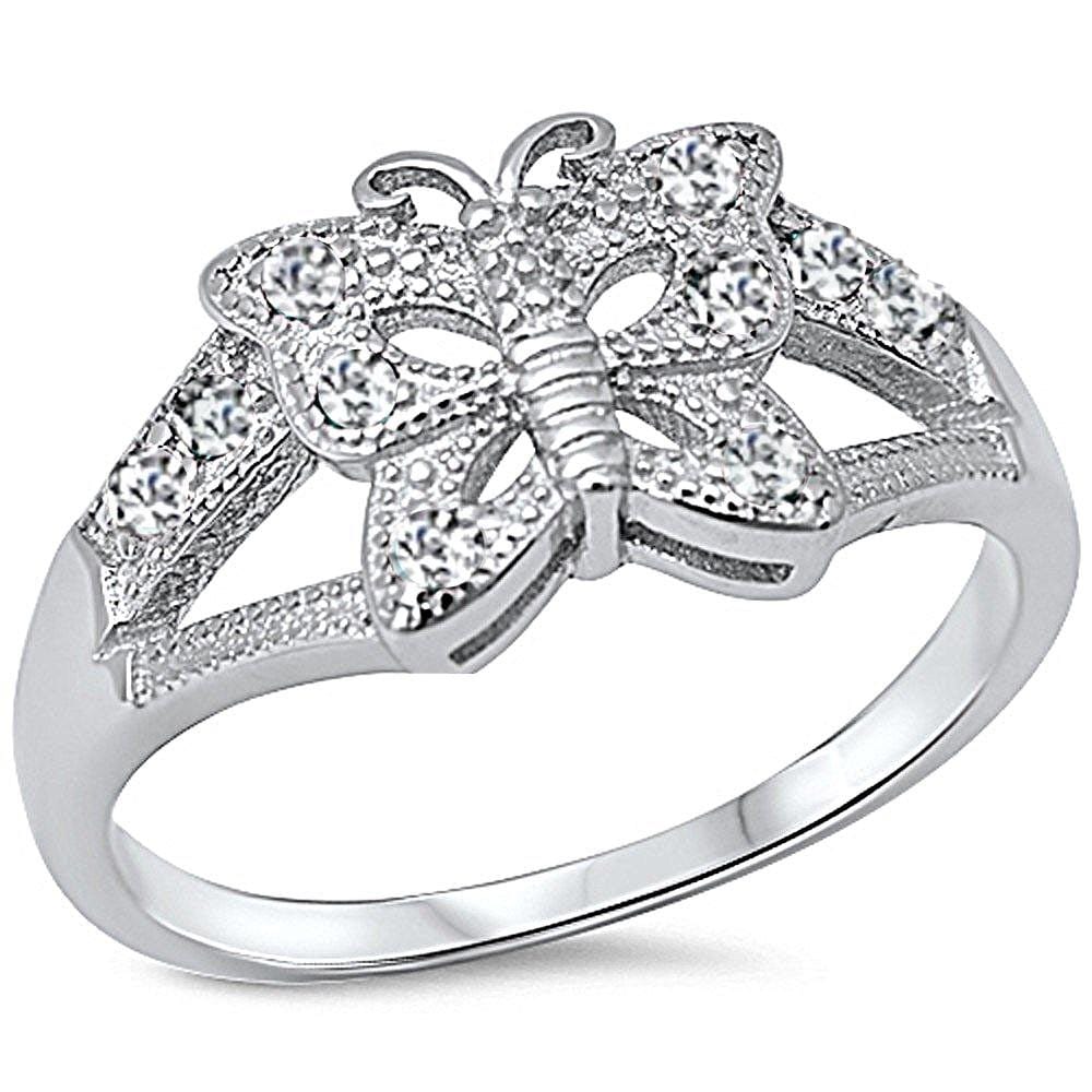 Sonara Fine Fashion Jewelry-Ring Clear-7 Butterfly Rings 2 Styles in Sterling Silver with CZ Beautiful!