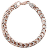 Sonara Mens Jewelry and Watches Rose Men's Franco Cubic Zirconia Sterling Silver Bracelet 8.5" 3 Colors Available!