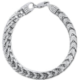 Sonara Mens Jewelry and Watches Silver Men's Franco Cubic Zirconia Sterling Silver Bracelet 8.5" 3 Colors Available!