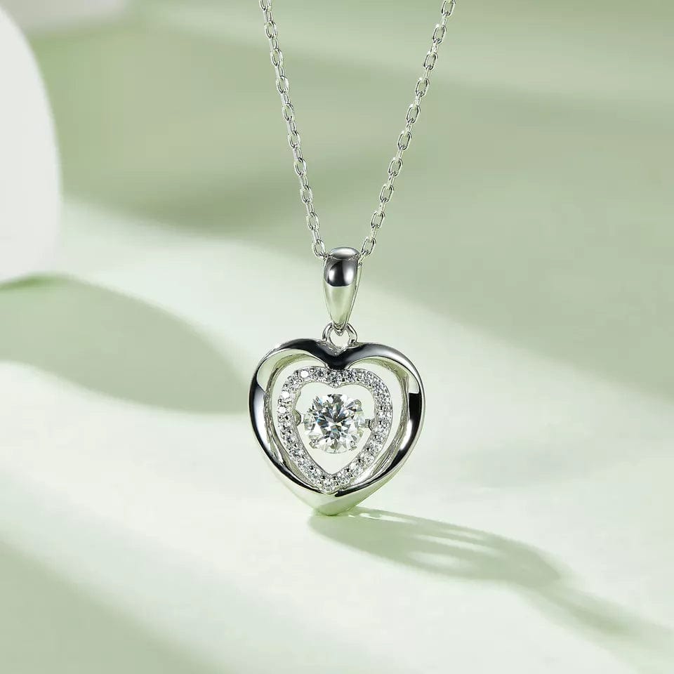 The Pink Pigs, Animal Lover's Boutique Fine Fashion Jewelry-Necklace Heart or Star Twinkle Setting Moissanite Luxury Necklaces 925 Sterling Silver