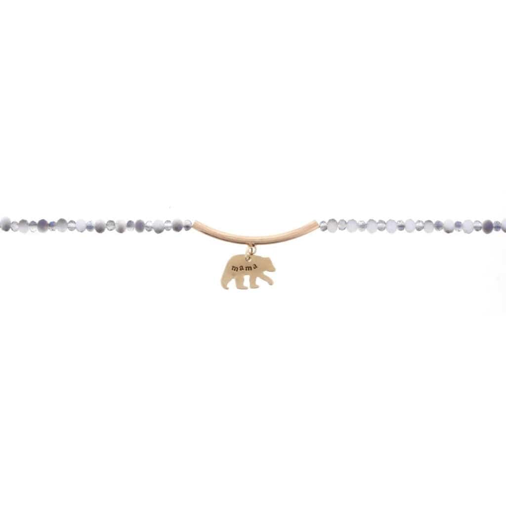 The Pink Pigs Fashion Necklace Mama Bear Beaded Choker Necklace by Jane Marie, Great Gift for Moms!
