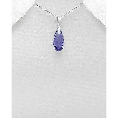 The Pink Pigs Fine Fashion Jewelry-Earrings Briolette Pendant / Tanzanite Swarovski Crystal Earrings & Pendants Sterling Silver-3 Styles of Beautiful Sparkling Crystal Earrings