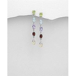 The Pink Pigs Fine Fashion Jewelry-Earrings Multi Gemstone Multi Gemstone Earrings, Amethyst, topaz, garnet, citrine, peridot magnificent!