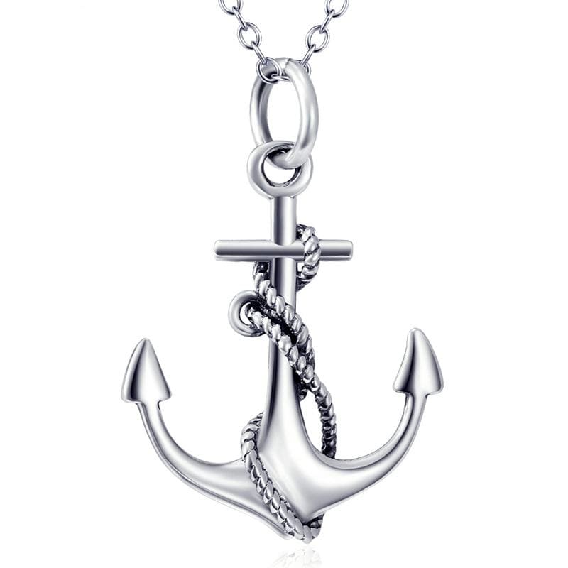 The Pink Pigs Fine Fashion Jewelry-Necklace Boxed Anchor Pendant and 18" Chain, Sterling Silver Fine Jewelry