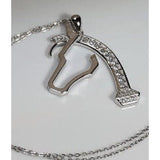 The Pink Pigs Fine Fashion Jewelry-Necklace CZ Horse Mens Horse necklace Sterling Silver, Big and Beautiful!
