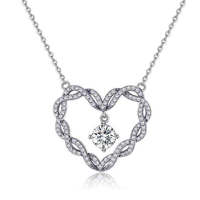 The Pink Pigs Fine Fashion Jewelry-Necklace Sparkling Heart Guardian Angel and Heart Necklaces Sterling Silver, Perfect Gifts!