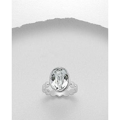 The Pink Pigs Fine Fashion Jewelry Ring Oval / Crystal Swarovski Crystal Sterling Silver Rings-3 Styles!