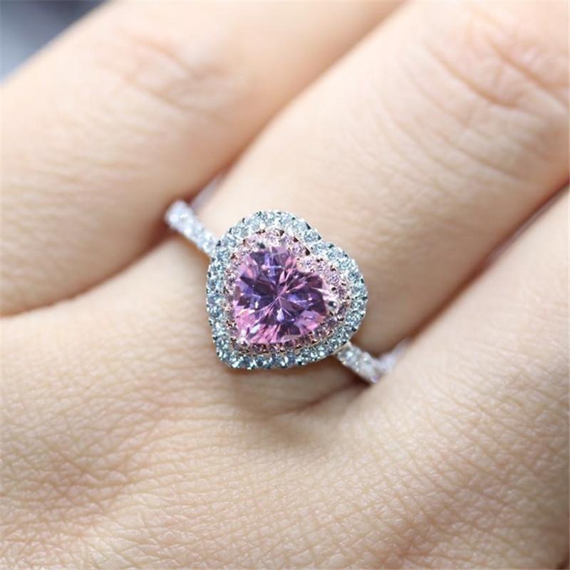 The Pink Pigs Jewelry SET-Fine Fashion 925 Silver 6 Pink CZ  Heart Ring size 6 925 Sterling Silver