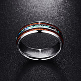 The Pink Pigs Mens Jewelry and Watches 9 Hawaiian Koa Wood and Abalone Shell Ring with Tungsten Carbide for Men, Comfort Fit Sizes 5-14