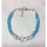 Tristen Fashion Bracelets Blue with diamond Caribbean Blue or Pink Chalcedony and Herkimer Diamond Bracelets-HANDMADE with love! 925 Silver Clasp