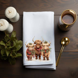 Highland Cows Holiday Terry Cloth Hand Towel