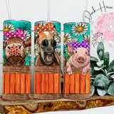 Farm Animals Colorful Tumbler- Cow, Pig, Horse