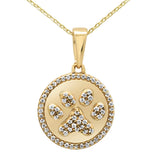 Medallion Dog Paw Necklace 14K Gold with .33ct H, SI1-2 Natural Diamonds