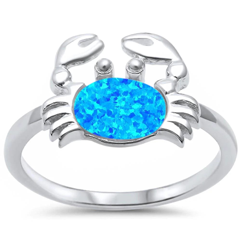 Larimar Sterling Silver Crab Earrings and Opal Rings