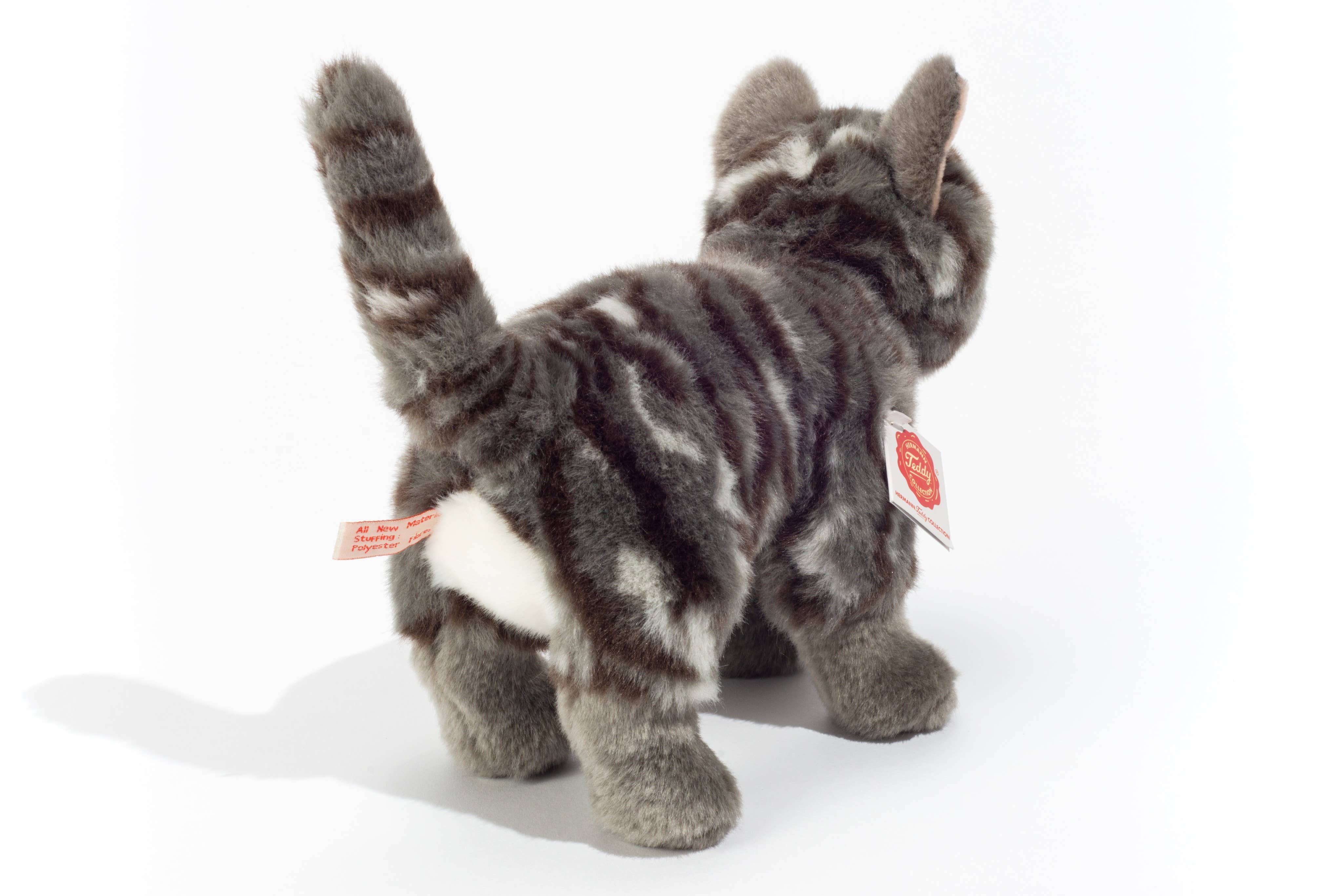 Plush Grey and White Tabby Kitty Cat 20 cm - plush soft toy by Teddy Hermann-standing