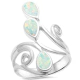 White Opal Wrap Around Spiral .925 Sterling Silver Ring