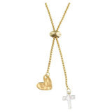Lariat Giving Necklace W/ Heart and Cross Charms