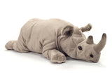 Lifelike Rhinoceros Lying 45 cm - plush toy by Teddy Hermann