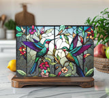 Hummingbird Tempered Glass Square Charcuterie & Serving Board