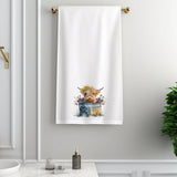 Highland Cow Floral Washtub Terry Cloth Bath Towels