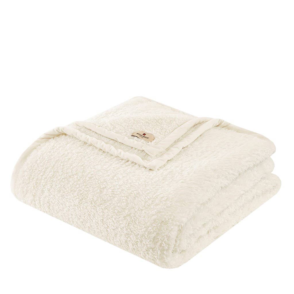 Made in the USA Soft Berber Sherpa Bedding Blanket, Ivory - King