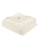 Made in the USA Soft Berber Sherpa Bedding Blanket, Ivory - King