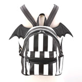 Bat Wing Striped Mini Backpack Adorable Goth Style