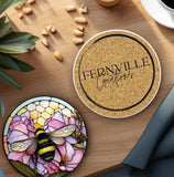 Bumble Bee Flower Stained Glass Ceramic Coasters