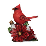 Cardinal Sitting on Holly or Poinsettias 5 in
