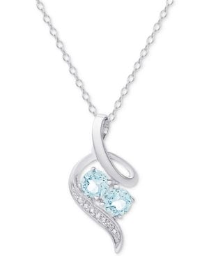 Blue Topaz (3/4 ct. t.w.) & Diamond Accent 18" Pendant Necklace and earrings in 925