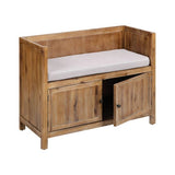 Bensonhurst Wood 2-Door Storage Bench with Fabric Cushion