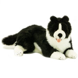 Plush Lifelike Lying Border Collie Black & White Handmade Fine Quality Stuffed Dog